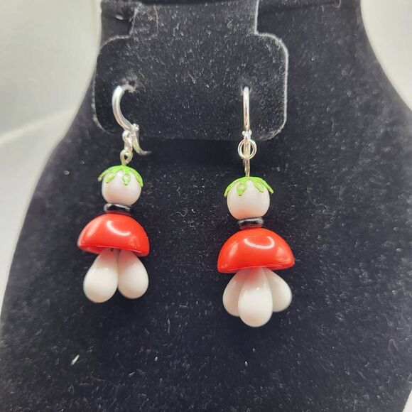 True Vintage 60s Mod Bauhaus Style Earrings with Sterling Silver Ear Loops - 2" - Picture 2 of 5